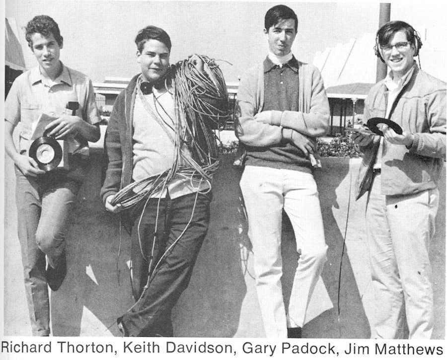 KPVH 850, Pinole, Richard Thornton, Keith Davidson, Gary Paddock and Jim Matthews. The four people who created 
									Pinole Valley High Schools Student ARadio Station.